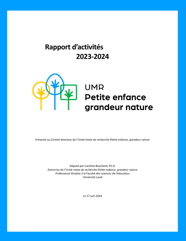 Couverture rapport annuels d'activités de l'UMR 2023-2024